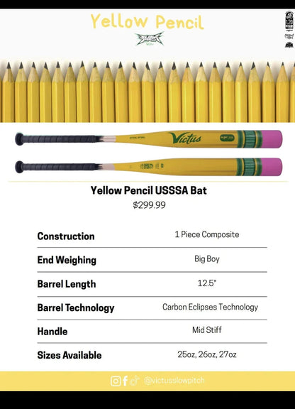 Victus Yellow Pencil 12.5" Endloaded Slow Pitch Softball Bat: VSPYP1BU